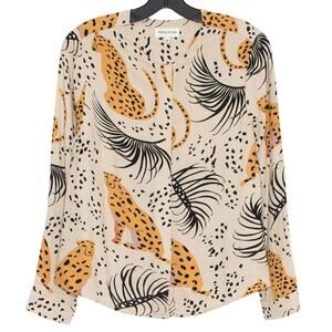 Pepaloves Top Animal Safari Boho Eclectic Statement Maximalist Button Up Size XS